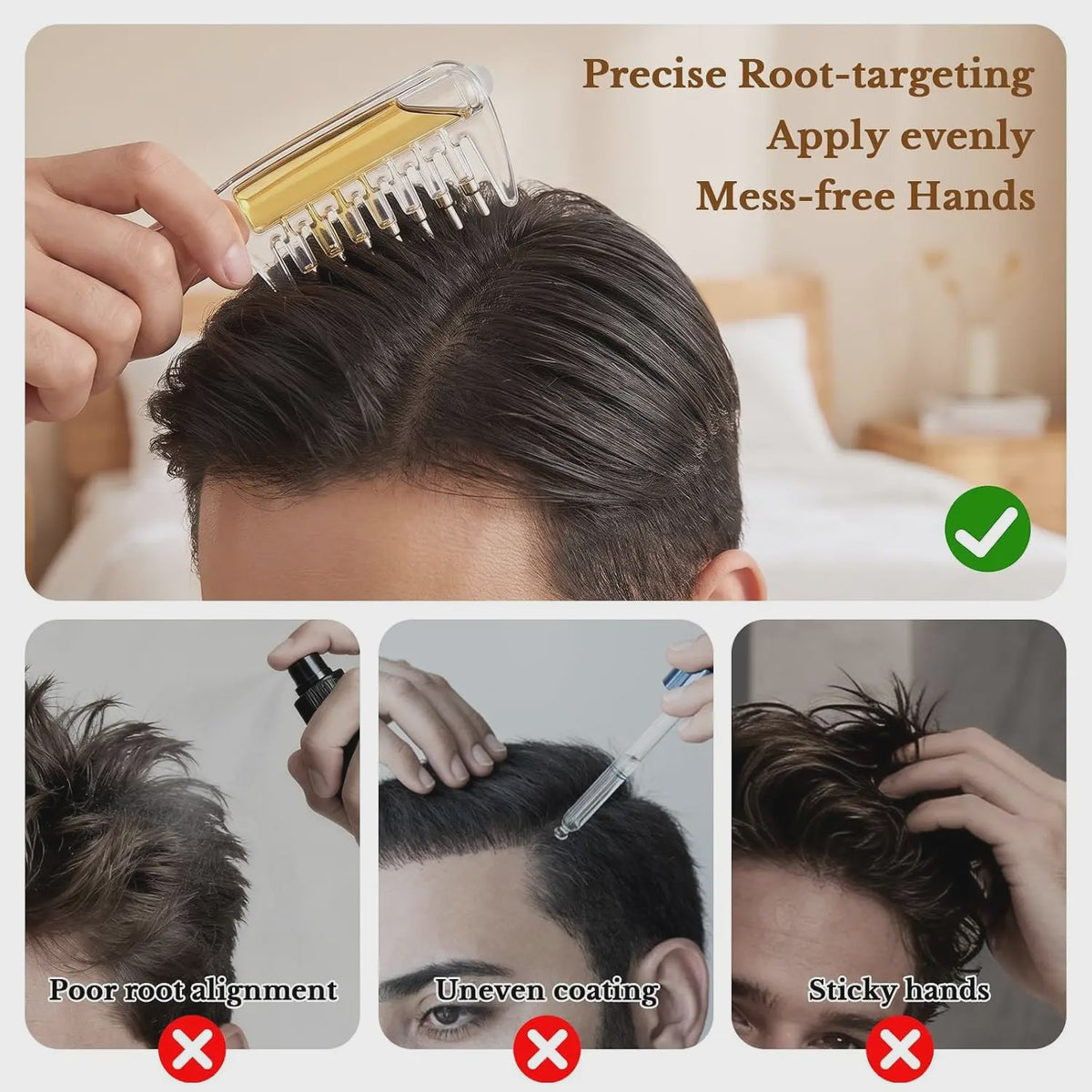 Essentiële Olie Applicator Kam: Stimuleer Haargroei & Hoofdhuidmassage