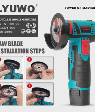LYUWO Draadloze Haakse Slijper 12V - Compacte Krachtpatser voor Diamantslijpen