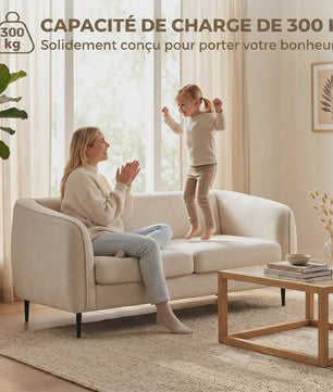 HOMCOM Sofa Velours Beige - Comfortabele 2-zits bank met verende kussens