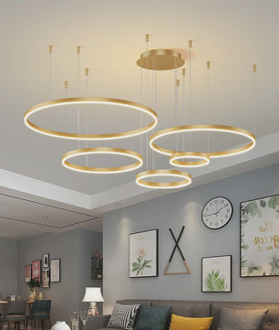 Moderne LED Plafondlamp Kroonluchter - Cirkelvormige Ring Verlichting voor Woonkamer & Eetkamer