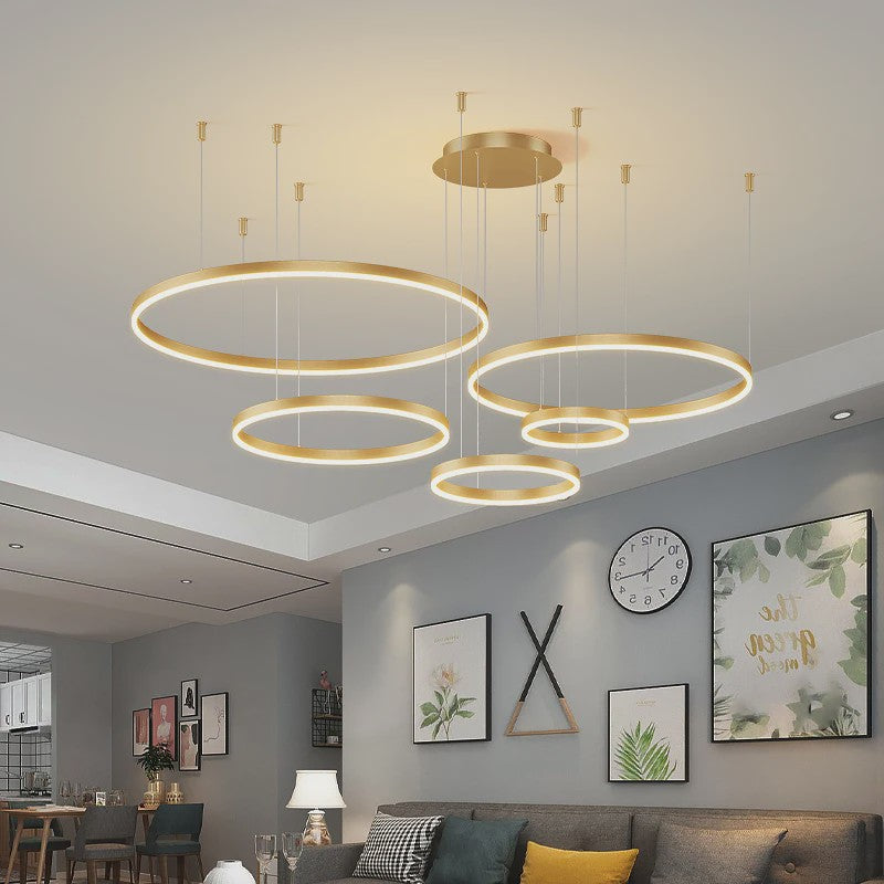 Moderne LED Plafondlamp Kroonluchter - Cirkelvormige Ring Verlichting voor Woonkamer & Eetkamer