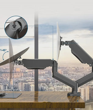 Dubbele Monitor Arm Bureauhouder - Verstelbaar voor 2x 32 inch Schermen, 10kg per Arm, VESA 100x100mm