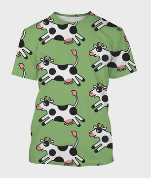 3D Print T-shirt met Koeienprint - Unisex Harajuku Stijl Casual Korte Mouw