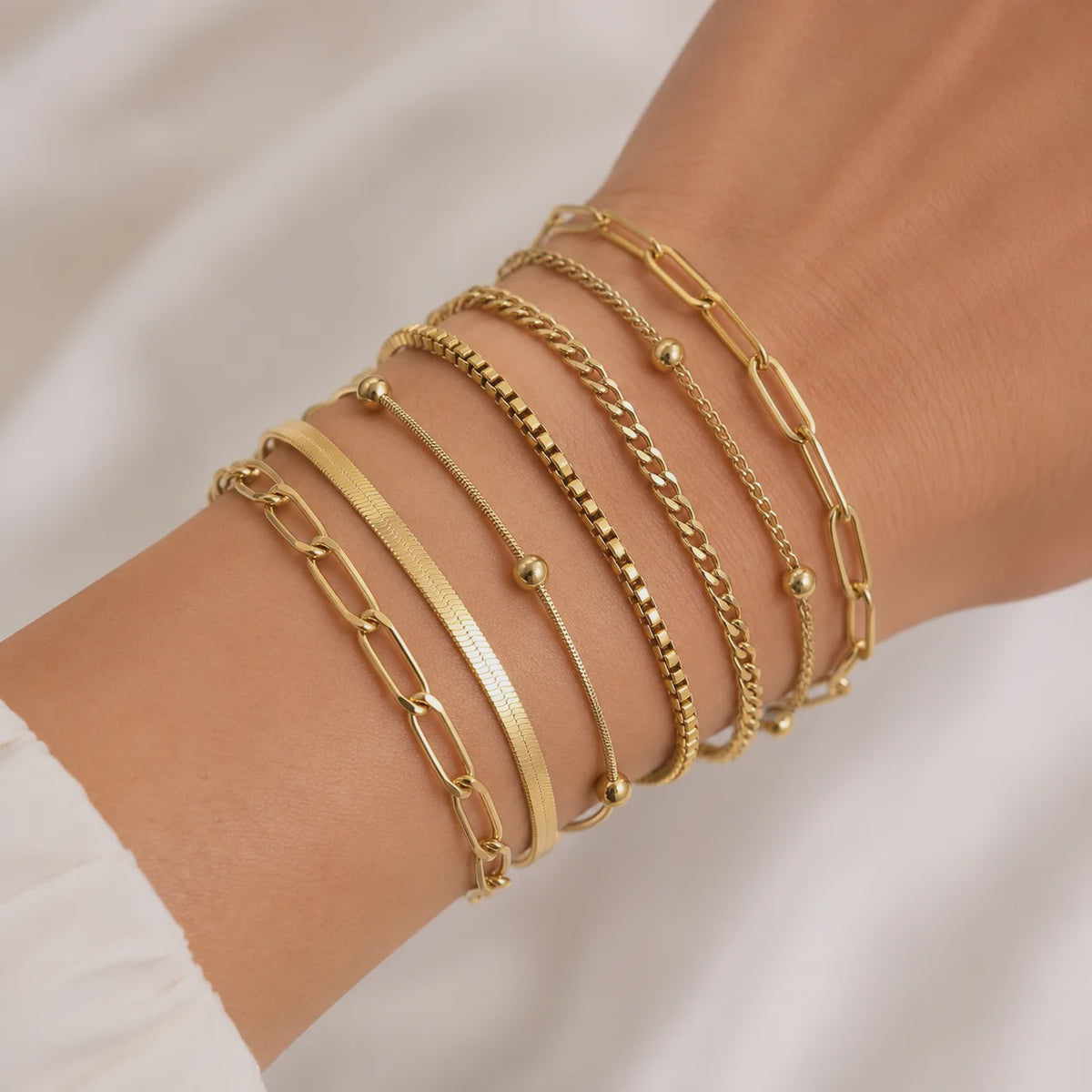 Set van 5 RVS Schakelarmbanden - Minimalistisch & Verstelbaar