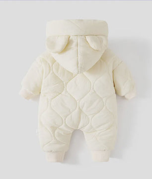 Warme Winter Baby Romper met Berenprint en Pluche Voering - Jumpsuit voor Peuters