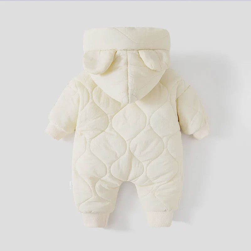 Warme Winter Baby Romper met Berenprint en Pluche Voering - Jumpsuit voor Peuters