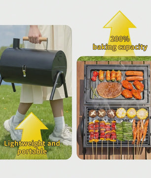 Compacte Dubbele Houtskoolgrill - Draagbaar voor Camping, Tuin & Picknicks