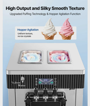 Professionele Soft Serve IJsmachine met 3 Smaken en Voorkoeling - Ideaal voor Snacks & Desserts