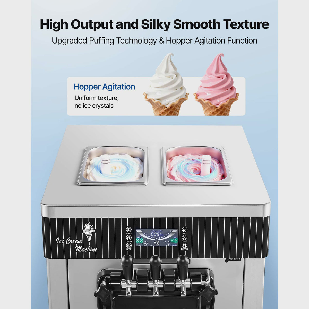 Professionele Soft Serve IJsmachine met 3 Smaken en Voorkoeling - Ideaal voor Snacks & Desserts