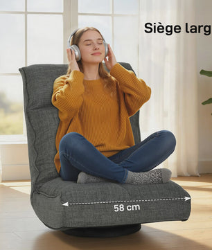 Opvouwbare Vloerstoel met 360° Draaifunctie en Verstelbare Rugleuning - Comfortabele Fauteuil voor Woonkamer