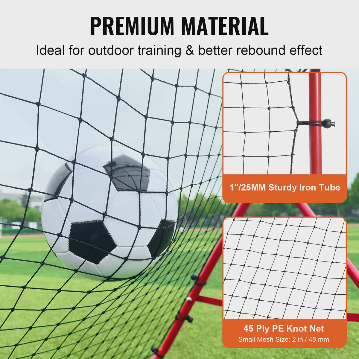 VEVOR Voetbal Rebounder Net - Draagbaar, Verstelbaar Hoek, Training Hulp