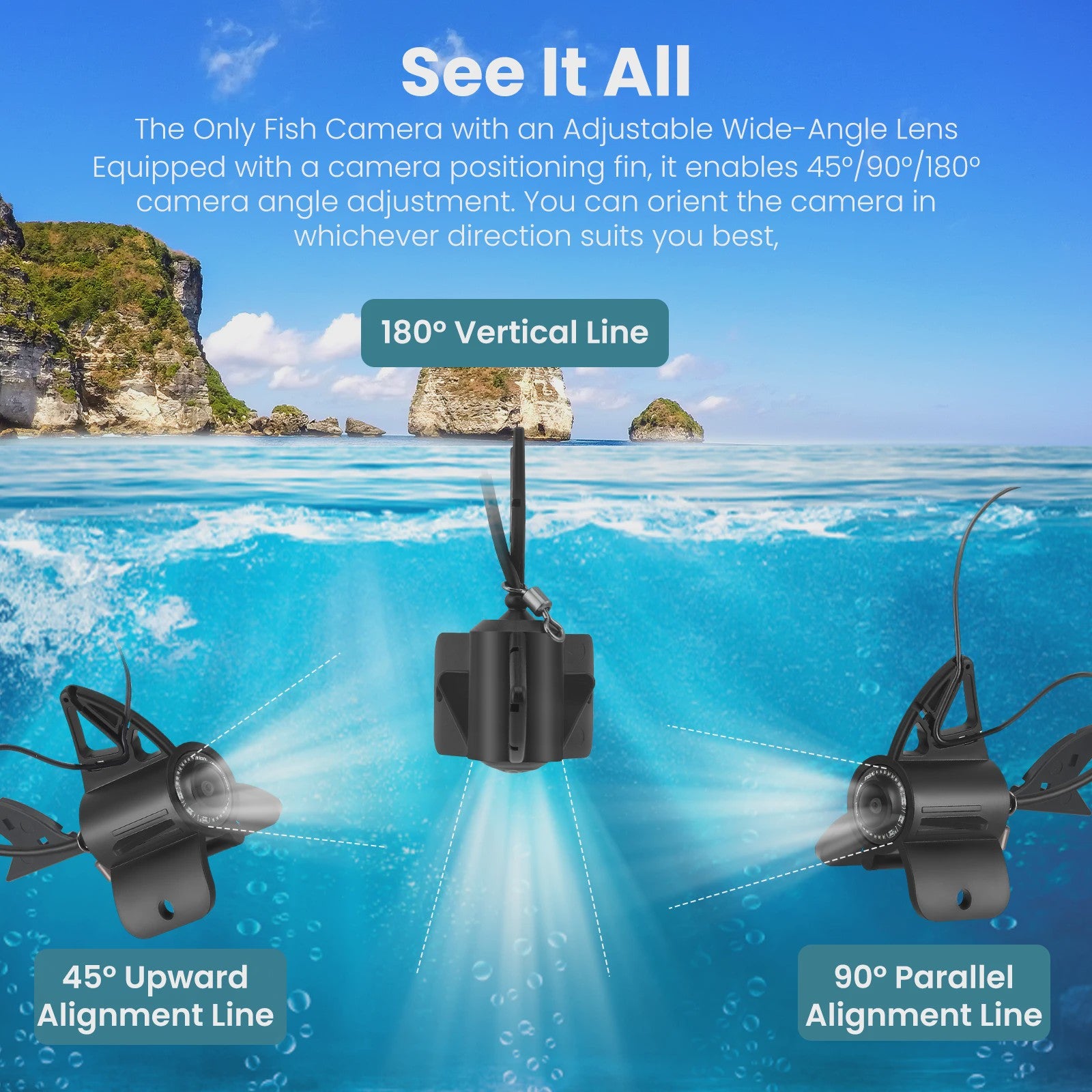 Fish Finder Underwater Camera 1080P HD 4.3 Inch LCD Fishing Camera With 8000mAh Battery Portable Fishing Tools With Night Vision