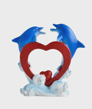 Dolfijn & Hart Decoratie Beeldje - Ocean Thema Resin Ornament voor Bureau en Woonkamer