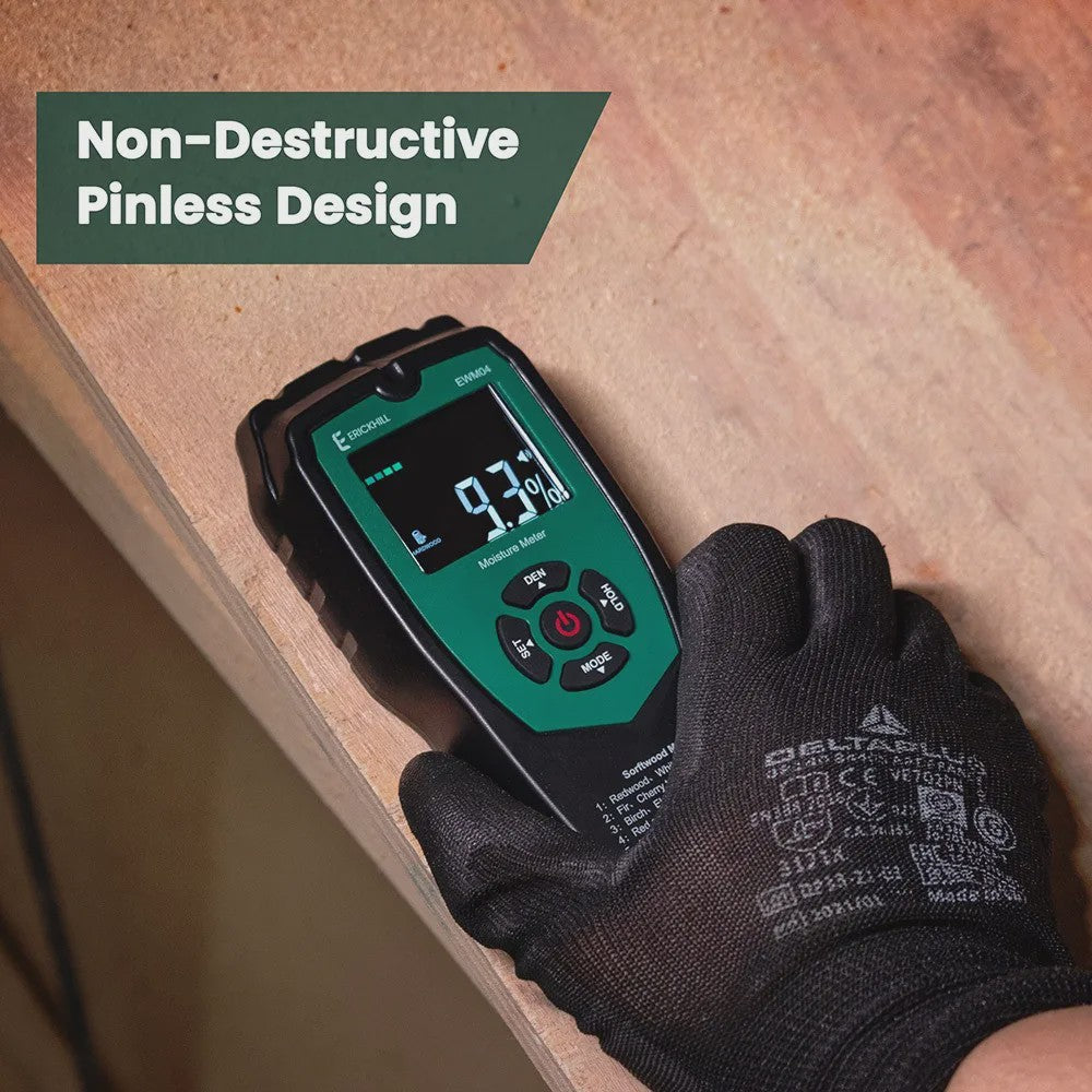 ERICKHILL EWM04 Vochtmeter Hout en Muur - Non-invasieve Digitale Vochtdetector met LCD