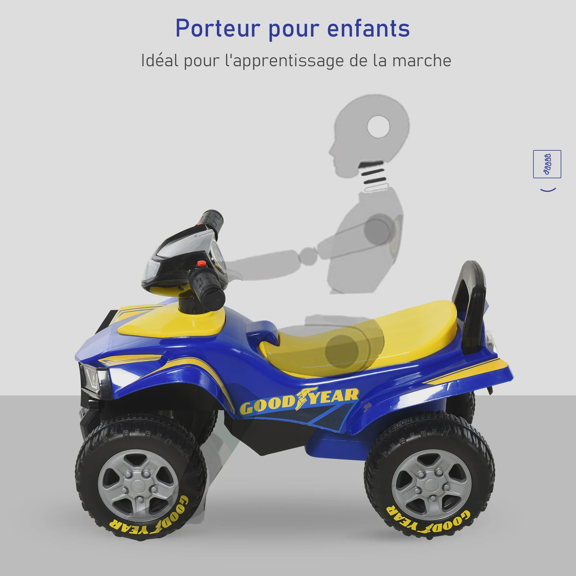 Kinder Quad Loopauto met Licht en Geluid - Blauw/Geel (18-36 maanden)