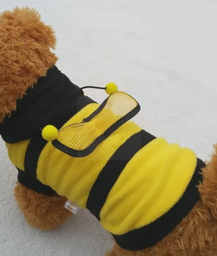 Schattige Bijen Fleece Hoodie voor Honden en Katten - Warm & Feestelijk Kostuum