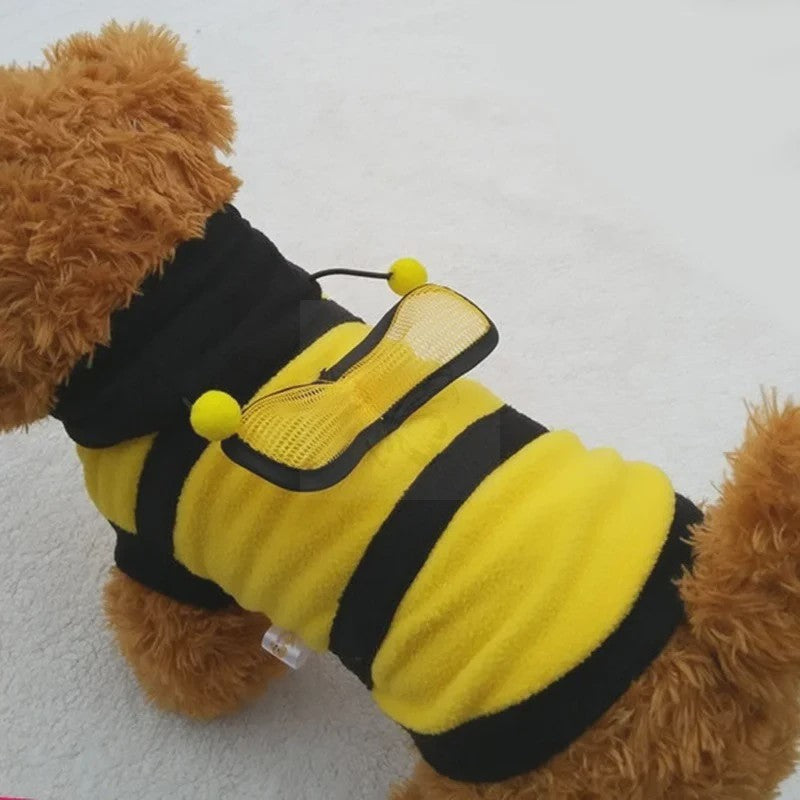 Schattige Bijen Fleece Hoodie voor Honden en Katten - Warm & Feestelijk Kostuum