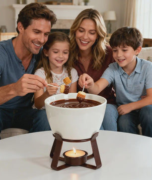 Fondue set met keramische pot (300ml) voor chocolade, kaas en snacks