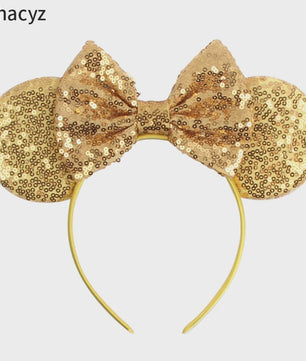 Chique Sequin Mickey Oortjes Diadeem met Strik - Feestelijk Haaraccessoire voor Kinderen & Dames
