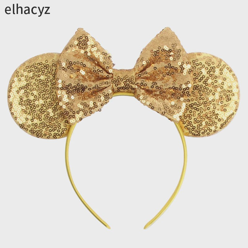 Chique Sequin Mickey Oortjes Diadeem met Strik - Feestelijk Haaraccessoire voor Kinderen & Dames