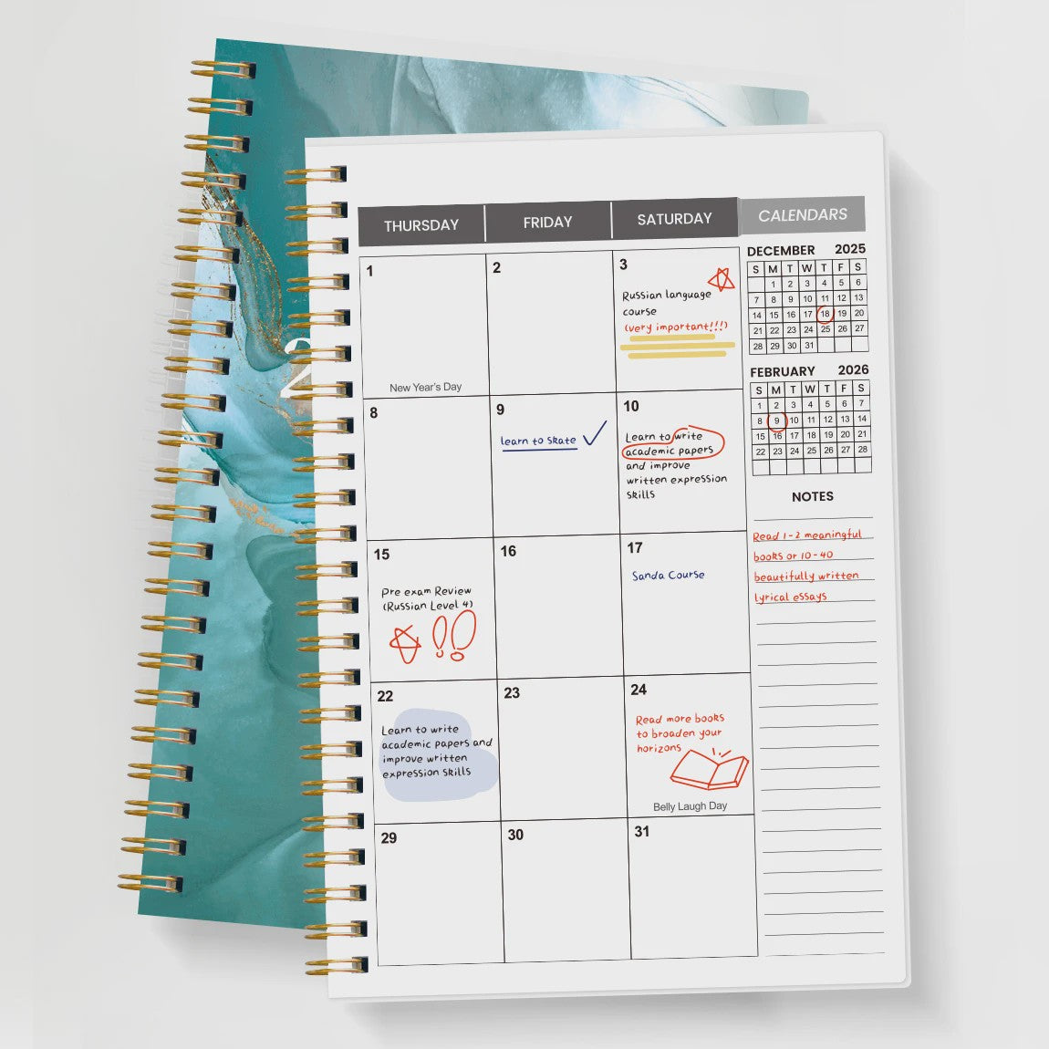 Academische Planner 2026-2027 A5 - Week & Maand - Spiraalbinding