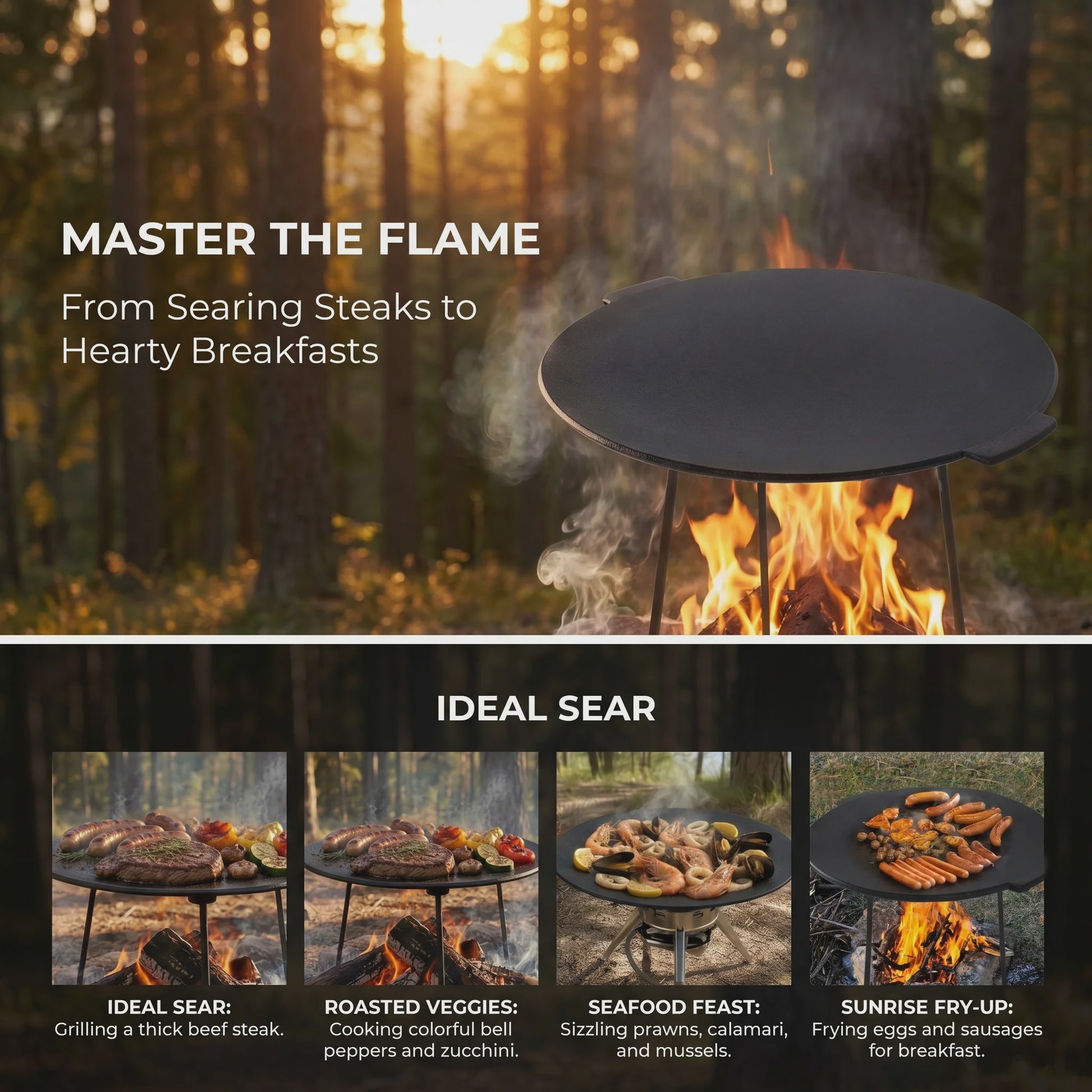 Gietijzeren BBQ Grillplaat met Onderstel - Diameter 45 cm
