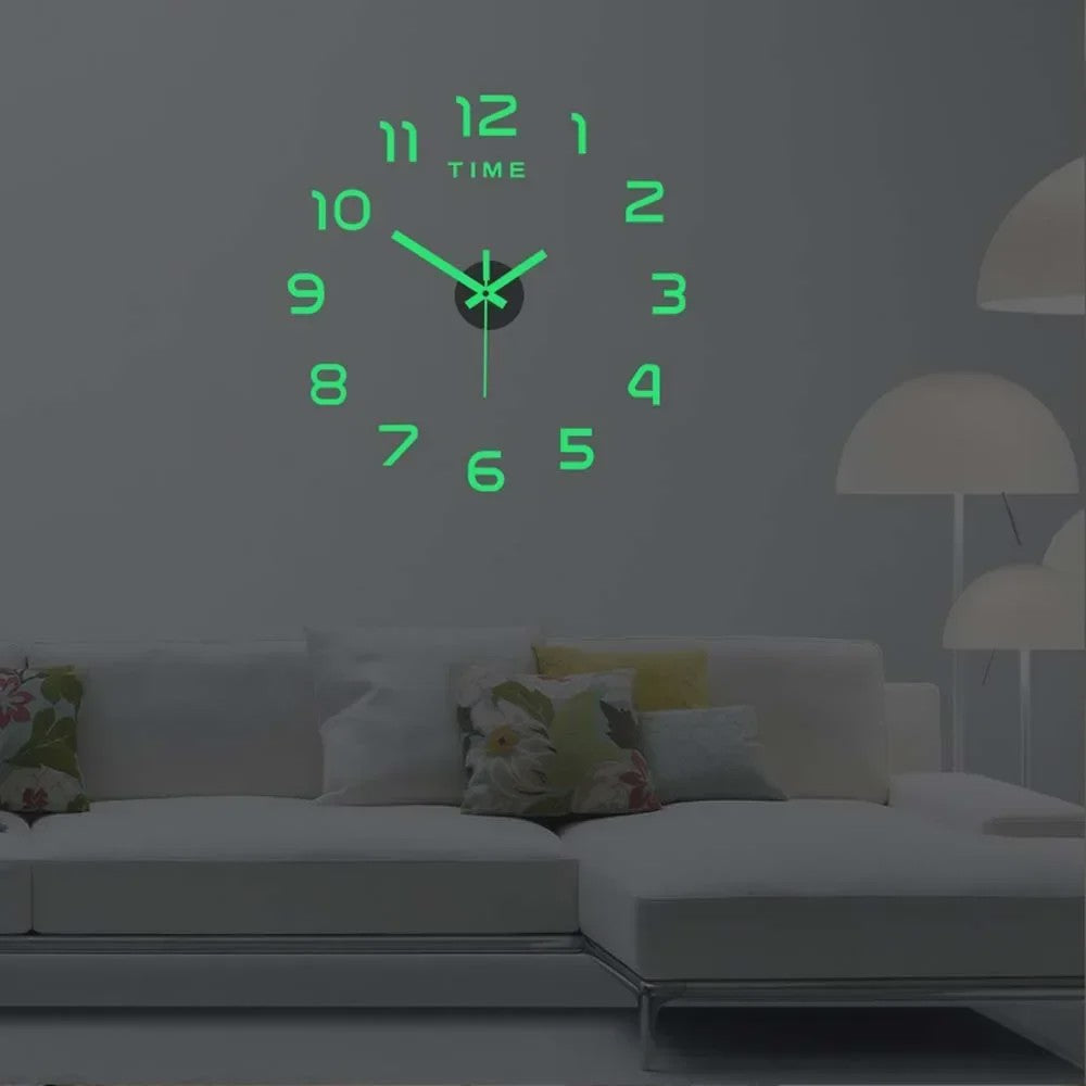 XL Lichtgevende Wandklok Stickers - DIY Klok voor Woonkamer & Slaapkamer