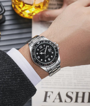 Luxe Herenhorloge met Datum - Stijlvol & Sportief Quartz Polshorloge van Roestvrij Staal