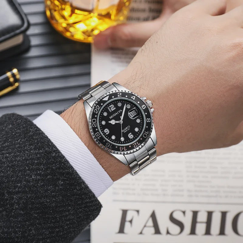 Luxe Herenhorloge met Datum - Stijlvol & Sportief Quartz Polshorloge van Roestvrij Staal