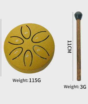 Mini Stalen Tongtrommel (6 Tonen) - Ethereal Hand Drum met Stokken - 3 Inch