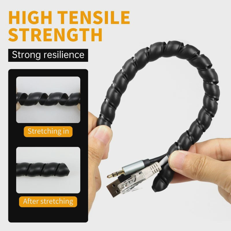 Flexibele Kabel Beschermhoes - Spiralen Kabelgoot voor Kabelmanagement (Zwart/Wit, 8-20mm)