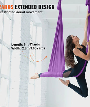 Aerial Yoga Hammock & Swing Starter Kit - 8.7/11 Yards Zijde Stof voor Alle Niveaus