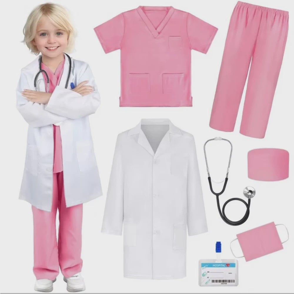 Kinders Dokter en Verpleegster Kostuum Set - Speelgoed Medische Uniform met Labjas