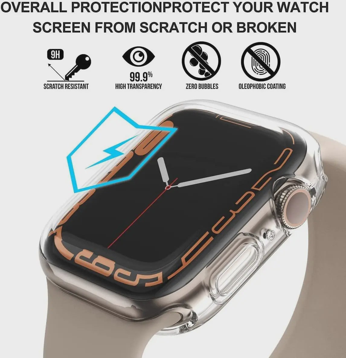 Transparante Beschermhoes Case voor Apple Watch 45/44/41/40mm - Serie 8/7/SE/6/5/4/3