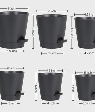 Set van 6 Zelfwaterende Plantenpotten met Onderzetter - Ideaal voor Binnen & Buiten