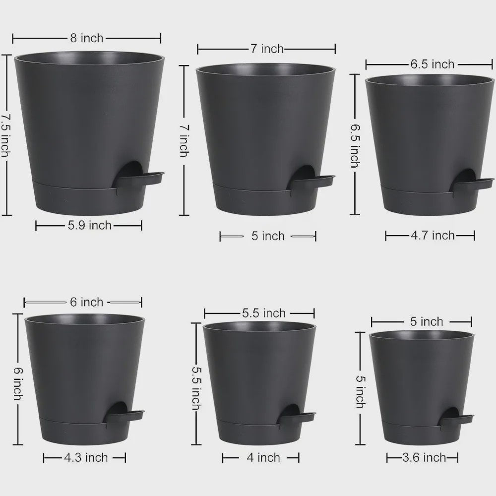 Set van 6 Zelfwaterende Plantenpotten met Onderzetter - Ideaal voor Binnen & Buiten