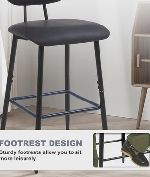Set van 4 Luxe Barkrukken met Rugleuning - Keuken & Ontbijtbar Stoelen - Leerlook