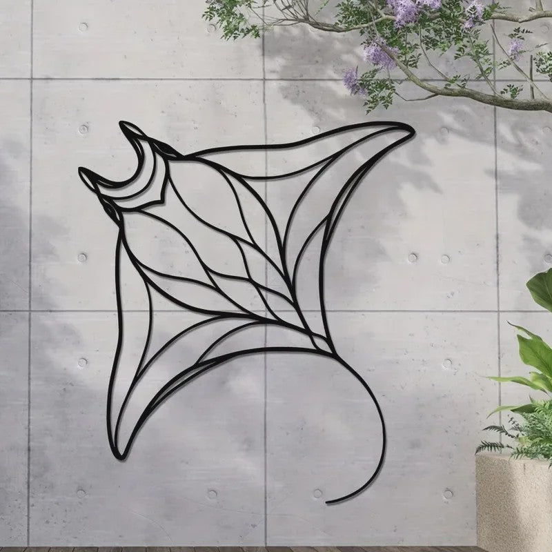 Unieke Metalen Wanddecoratie Manta Ray - Luxe Vis Hangend Ornament voor Huis & Kantoor