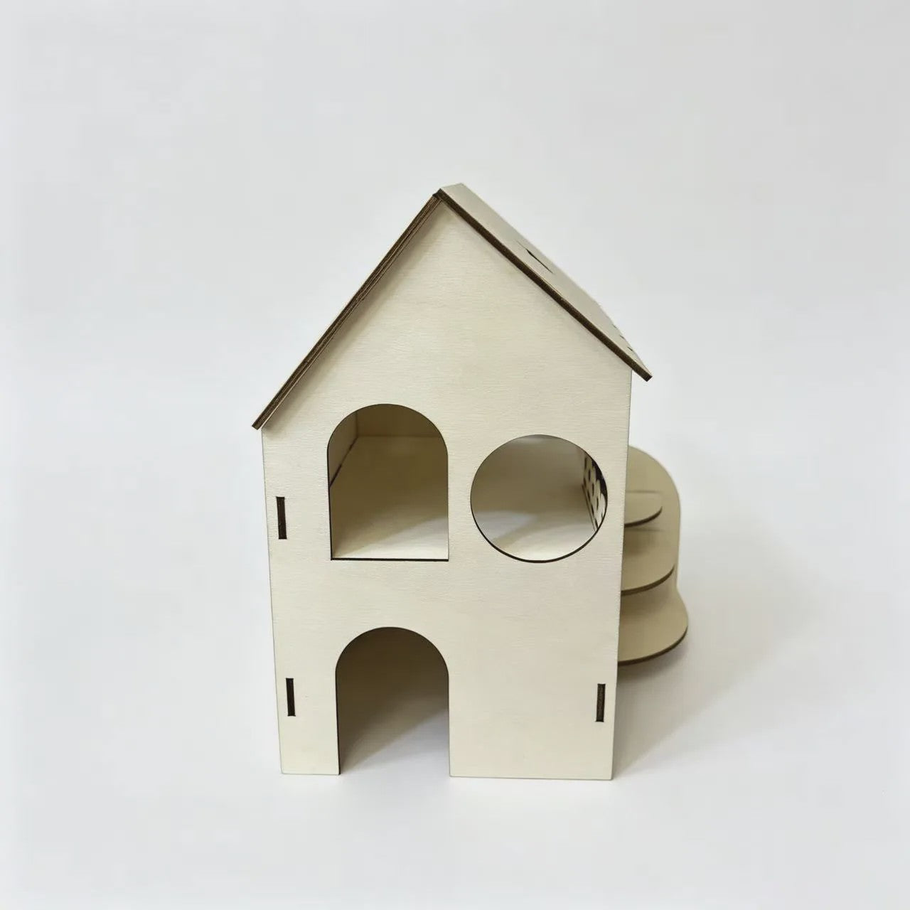 Houten Hamsterhuis met Twee Verdiepingen en Trapje - Speelhuisje & Schuilplaats