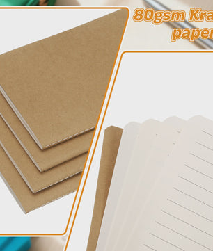 Set van 4/6 Mini A6 Notitieboekjes - Kraft Paper, Gelinieerd, Draagbaar Memo Pad