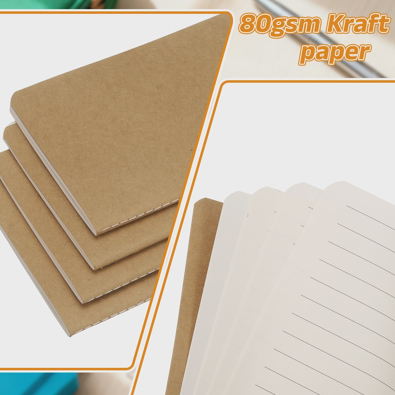 Set van 4/6 Mini A6 Notitieboekjes - Kraft Paper, Gelinieerd, Draagbaar Memo Pad
