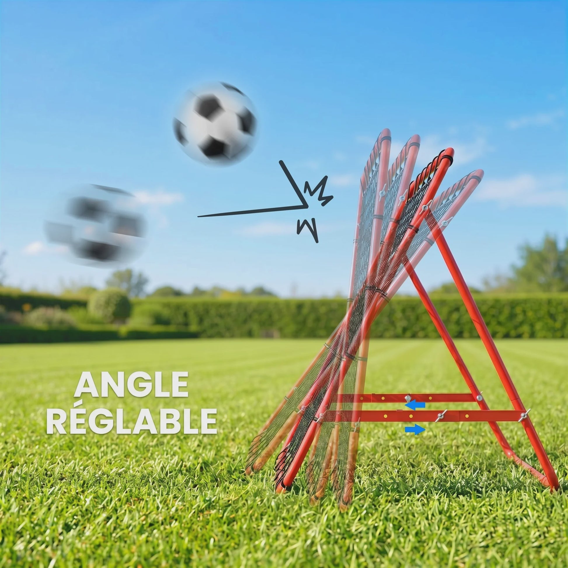 HOMCOM Trainingsrebounder Net - Verstelbare Hoek - 96x80x96 cm