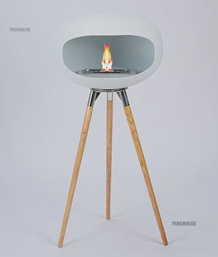 Moderne Design Bio-ethanol Haard op Houten Poten - Stijlvolle Sfeerhaard