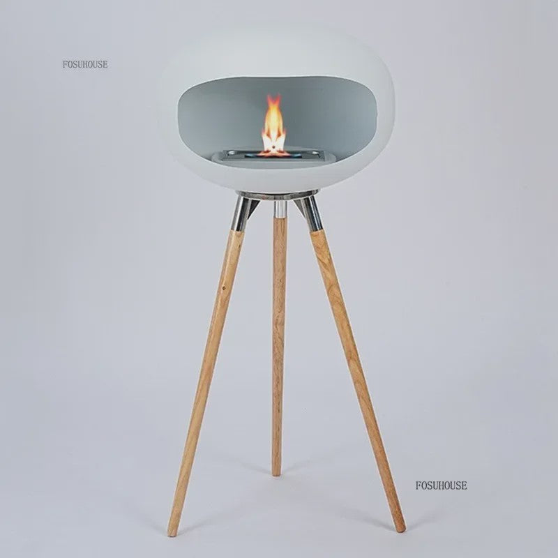 Moderne Design Bio-ethanol Haard op Houten Poten - Stijlvolle Sfeerhaard