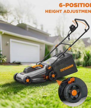 DOVAMAN Elektrische Grasmaaier 1500W - 36cm Maaibreedte, 40L Opvangbak, Mulchfunctie