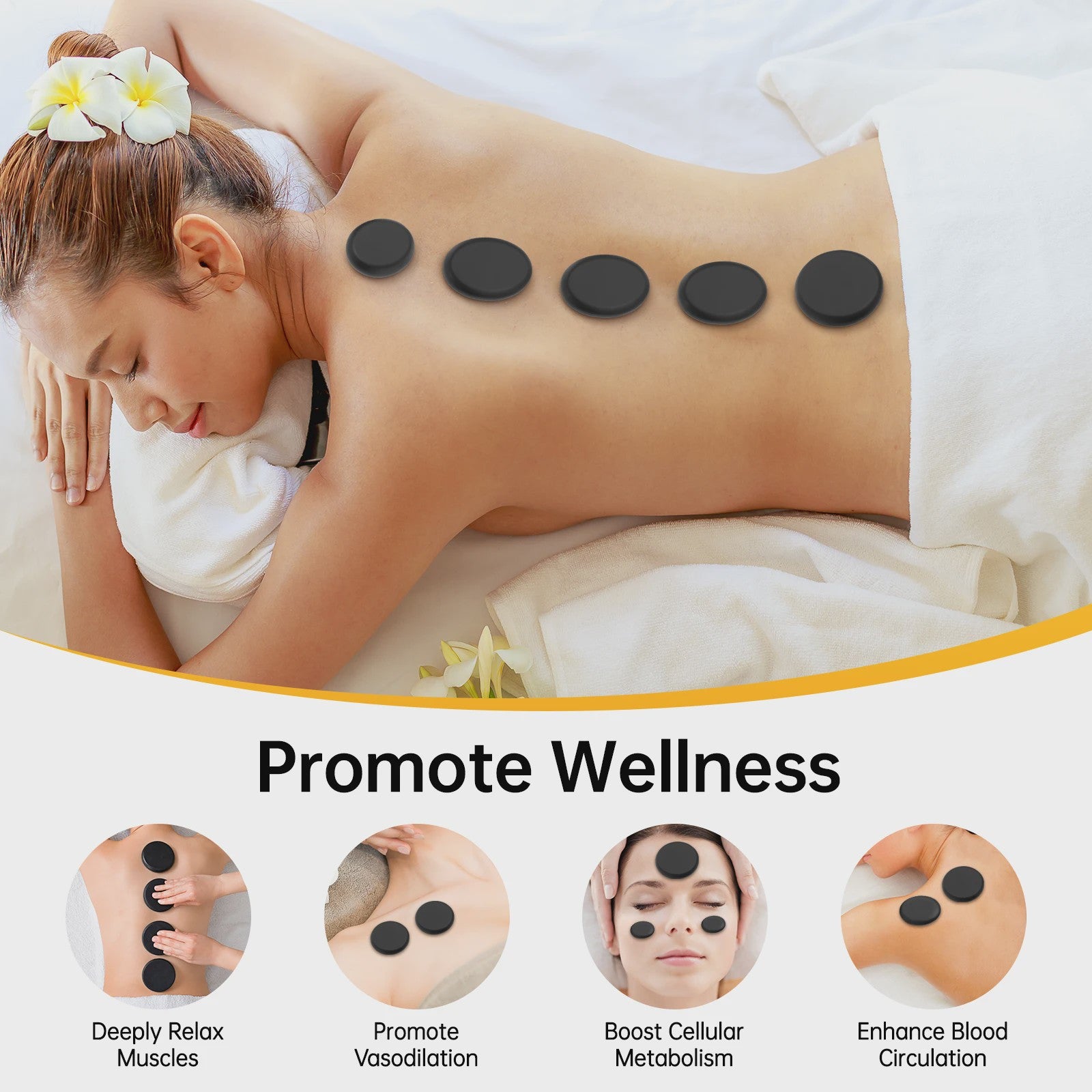 Hot Stone Massage Set met Verwarmer - 20 Stenen voor Ontspanning en Pijnverlichting