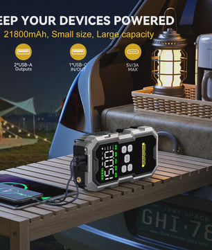 Krachtige 6000A Jump Starter met Compressor & 21800mAh Powerbank