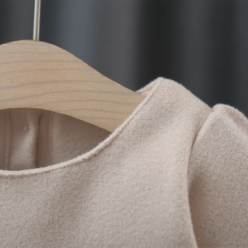 Schattige Baby Meisjes Jas - Wolmix met Strik - Herfst/Winter
