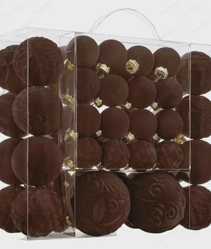 46-Delige Kerstballen Set - Velvet Pluche Kerstdecoratie Ballen (4/6/8cm)