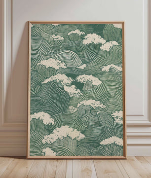 Japanse Kraanvogel Poster - Vintage Ukiyo-e Muurkunst met Rode Zon en Pijnboom